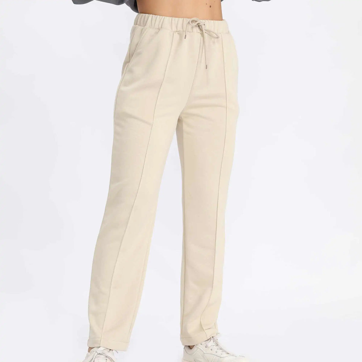 Straight-Leg Basic Pants For Women Image