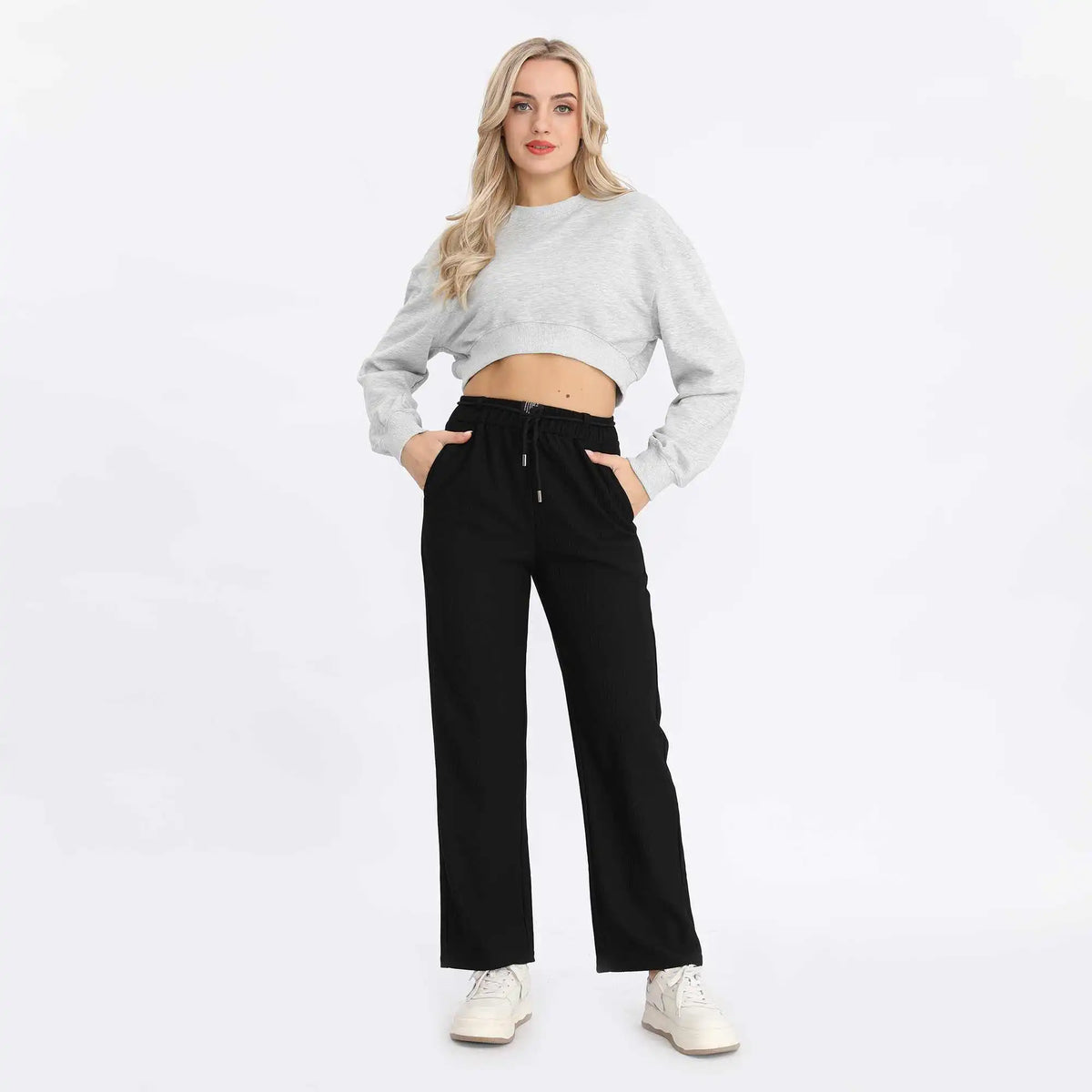 Wide-Leg Basic Pants For Women Image