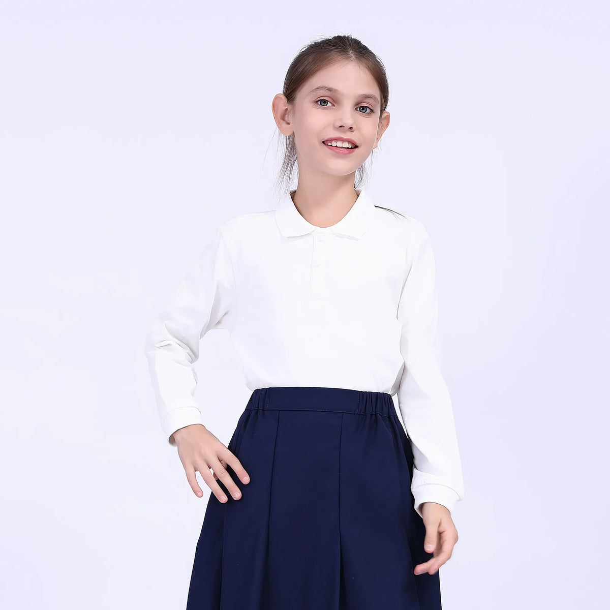 Plain School Polo Shirt For Girls S | 12-13 Y White S | 12-13 Y,52,78,45, Image