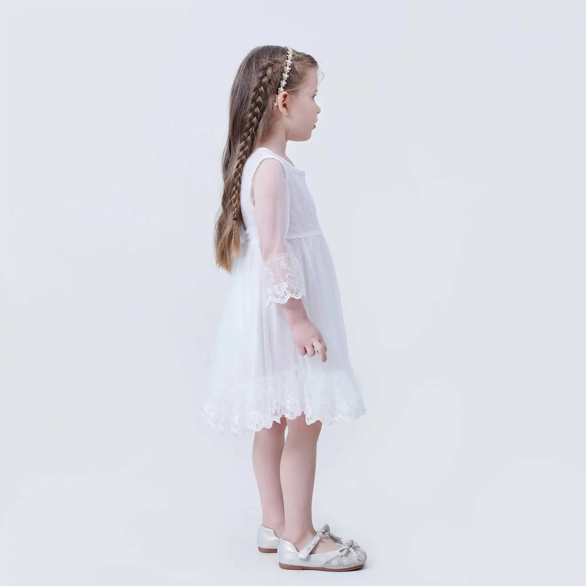 beaded Fashion Dress For Girls 120 | 5-6Y White Image