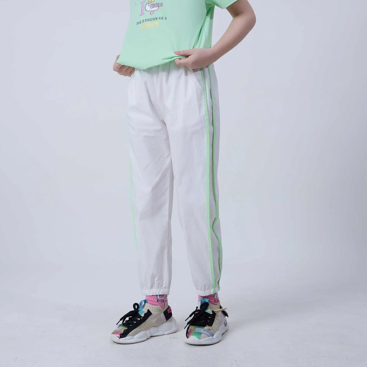 Ankle-Tied Fashion Pants For Girls 130 | 7-8Y White 130 | 7-8Y,75,50.5,45.2,82.4 Image