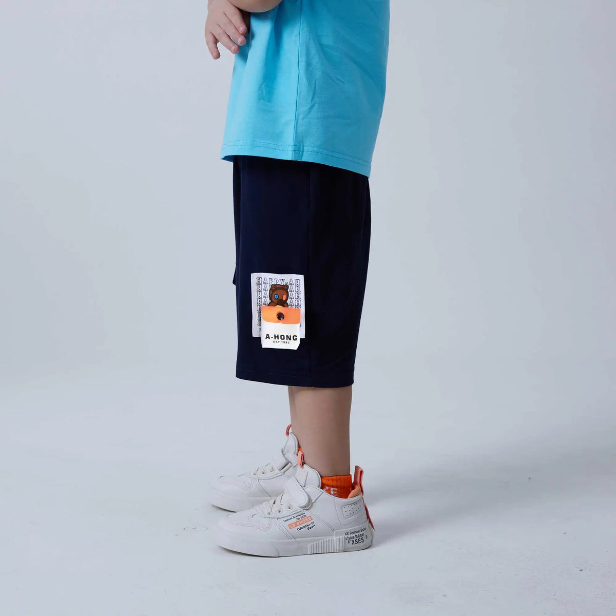 Baggy Fashion Shorts For Boys 130 | 7-8Y Navy 130 | 7-8Y,49.7,51,49.5,85.8 Image