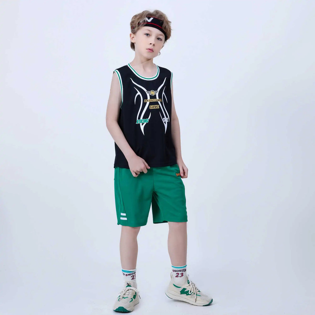 Baggy Fashion Shorts For Boys 130 | 7-8Y Green 130 | 7-8Y,42.5,51.5,50,84.8 Image