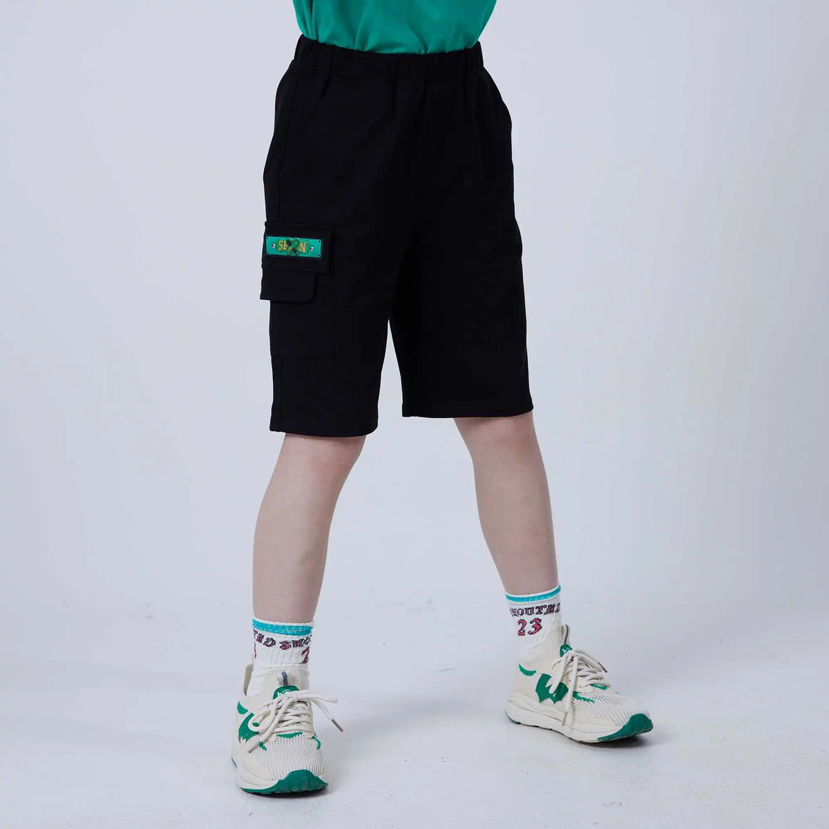 Baggy Fashion Shorts For Boys 140 | 8-9Y Black 140 | 8-9Y,46.4,55,51.4,85.6 Image