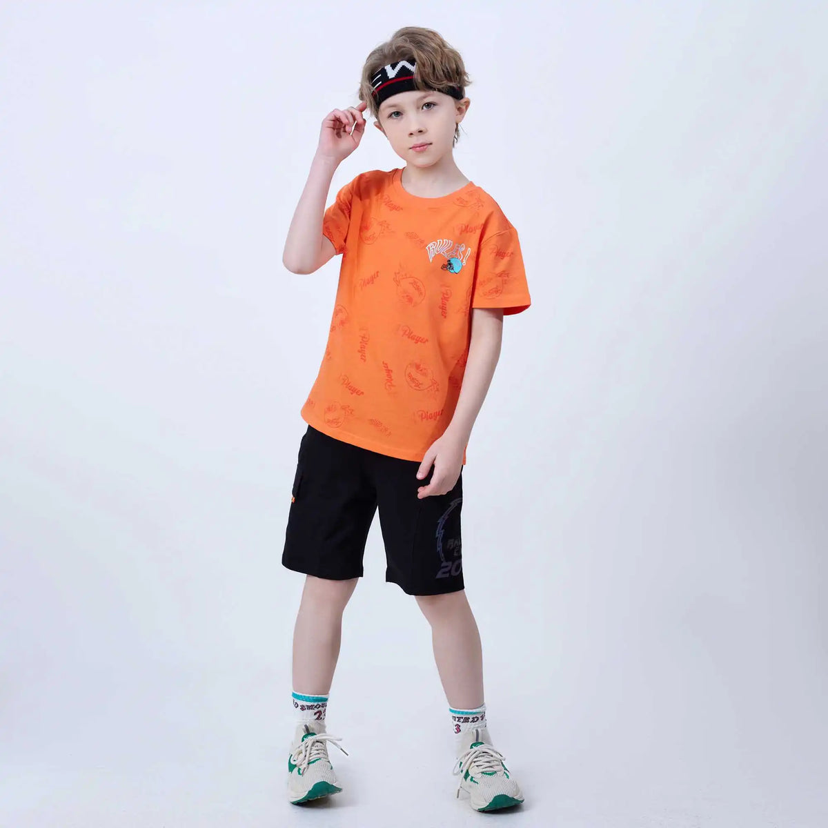 Baggy Fashion Shorts For Boys 130 | 7-8Y Black 130 | 7-8Y,43.7,52.5,49,80.8 Image