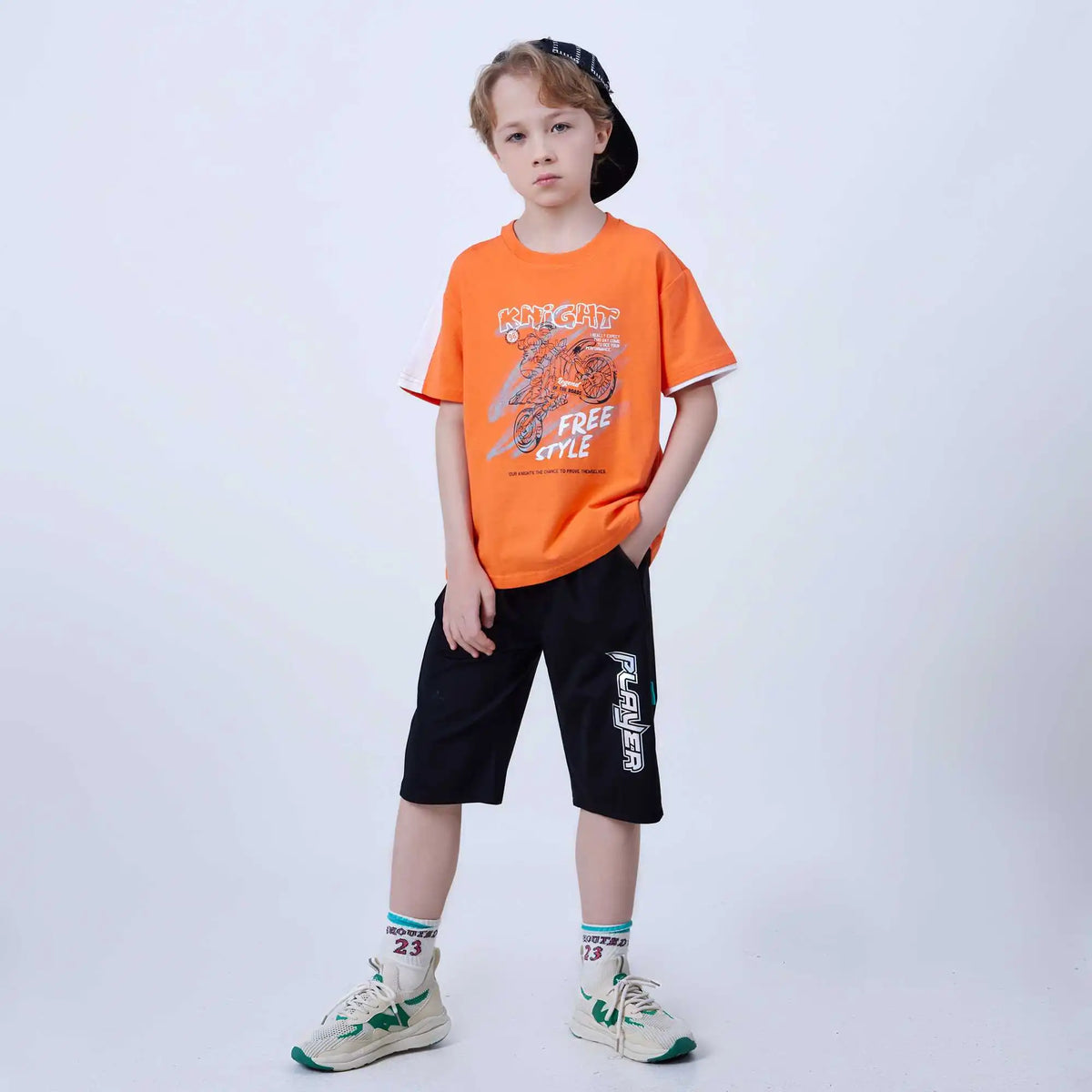 Baggy Fashion Shorts For Boys 130 | 7-8Y Black 130 | 7-8Y,48.4,52.5,49,84.8 Image