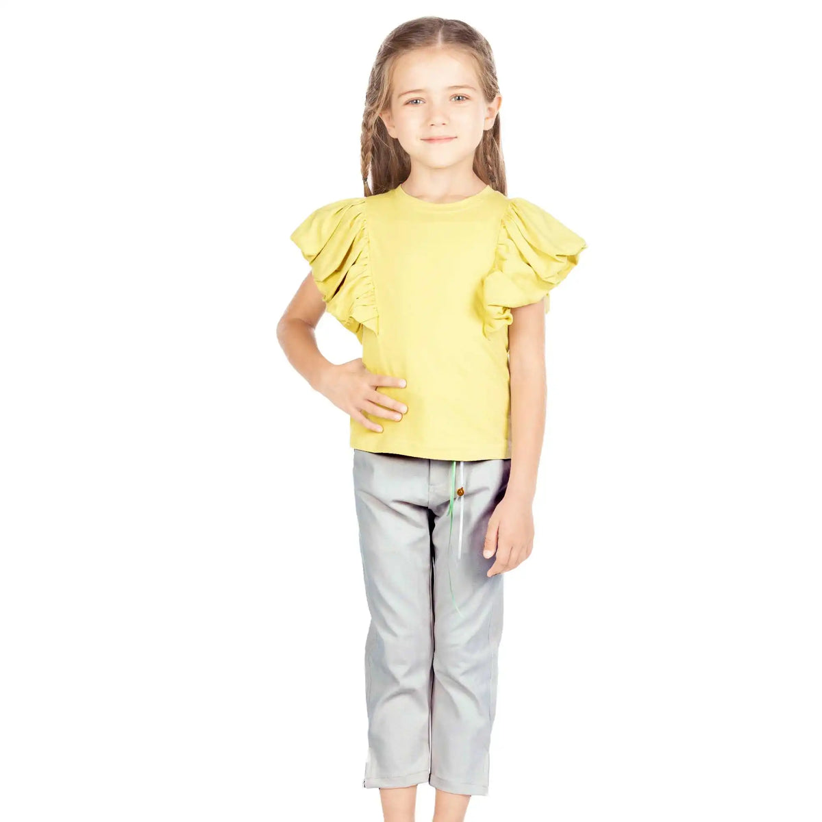 Skinny Elegant Pants For Girls 120 | 5-6Y Light Gray 120 | 5-6Y,64,59,42.5,66 Image