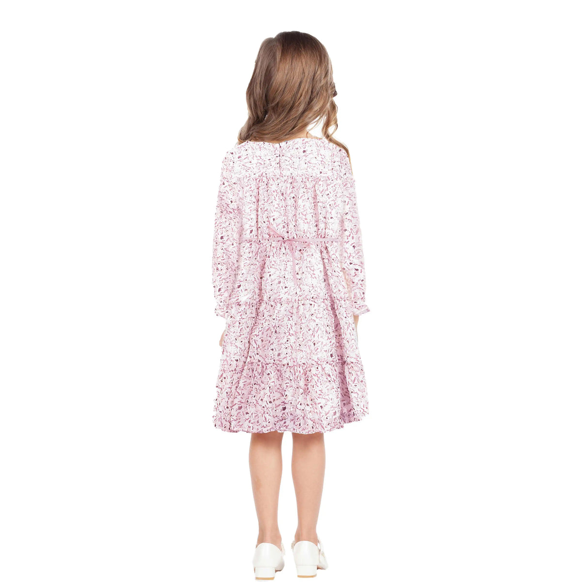 Floral Elegant Dress For Girls 110 | 4-5Y Pink Flower 110 | 4-5Y,68,62,37.5,56 Image