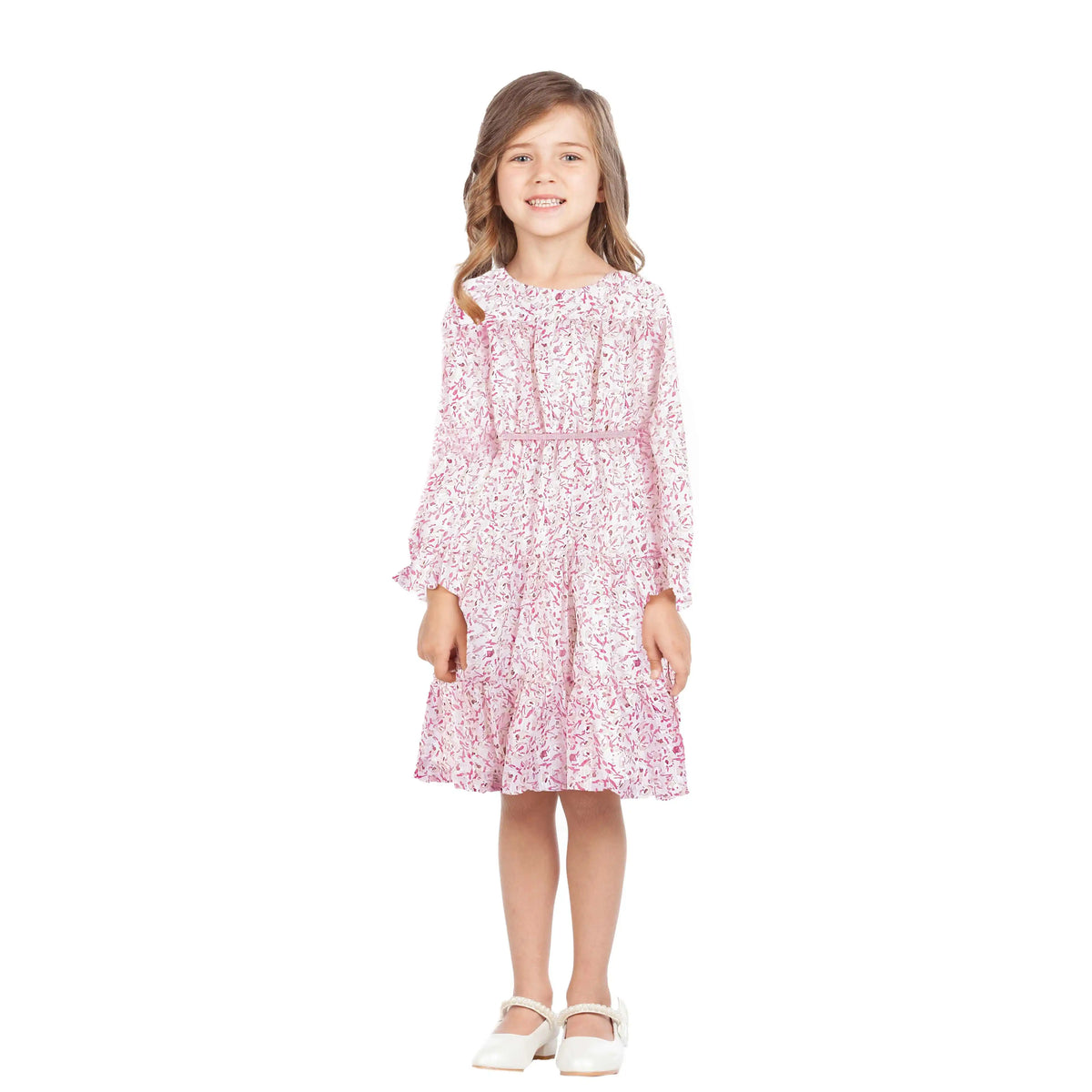 Floral Elegant Dress For Girls 120 | 5-6Y Pink Flower 120 | 5-6Y,74,66,41,59 Image