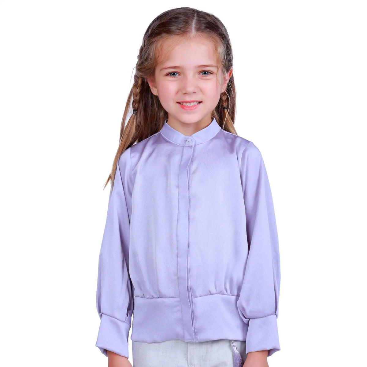 Plain Elegant Shirt For Girls 100 | 3Y Purple 100 | 3Y,38,70,34.5, Image