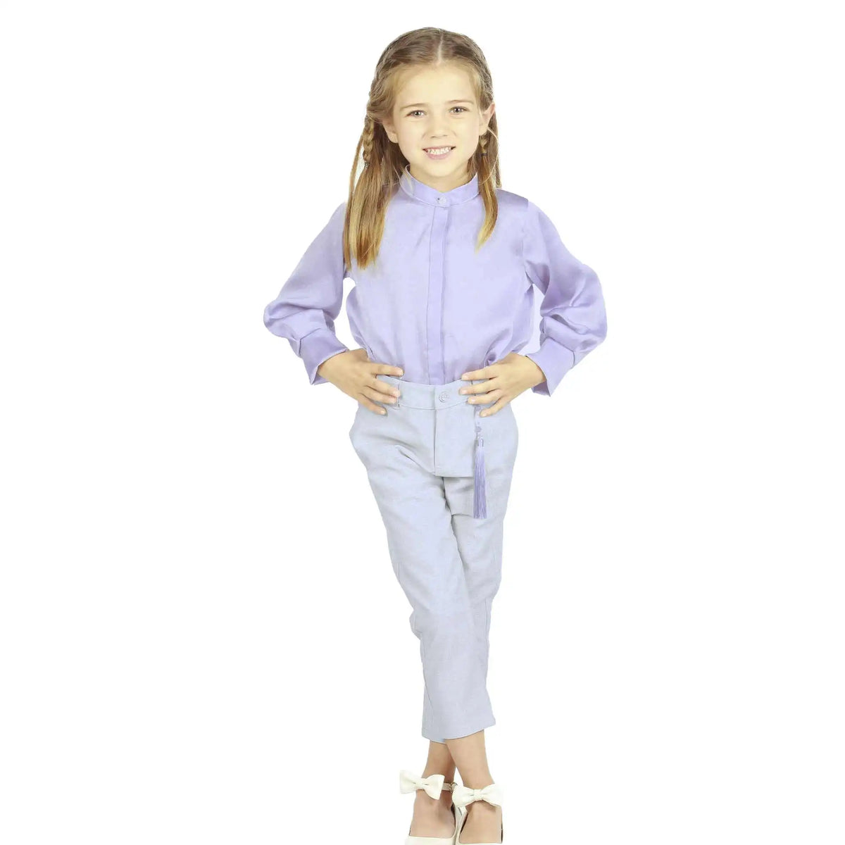 Plain Elegant Shirt For Girls 120 | 5-6Y Purple 120 | 5-6Y,45,78,41.5, Image