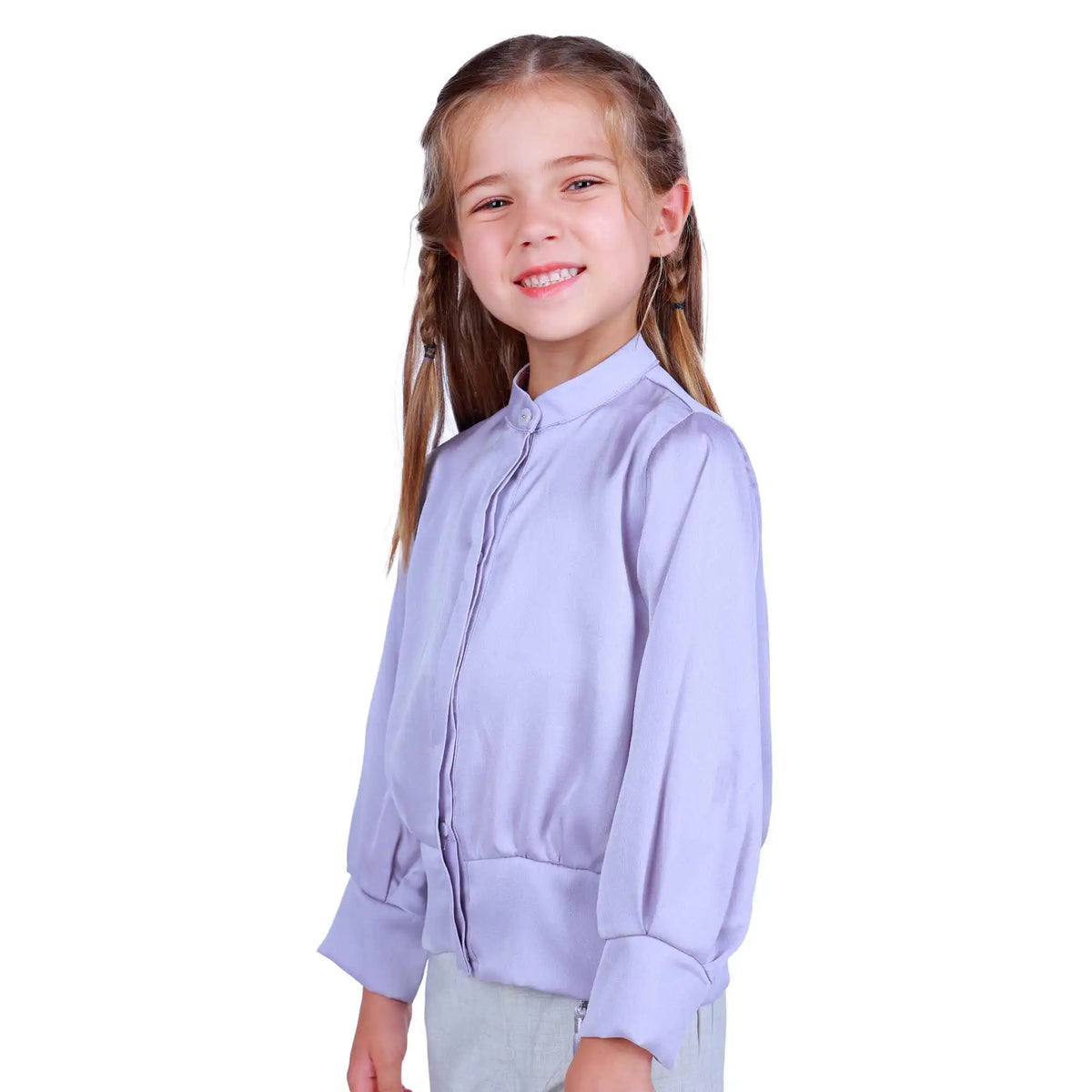 Plain Elegant Shirt For Girls 130 | 7-8Y Purple 130 | 7-8Y,48.5,82,45, Image