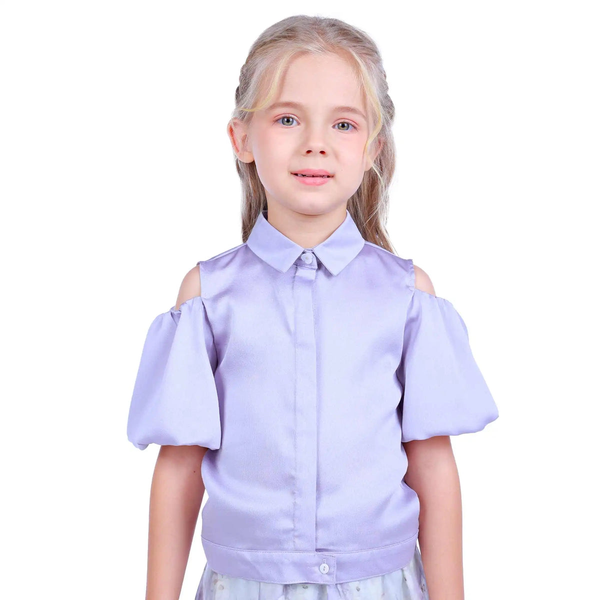 Plain Elegant Shirt For Girls 100 | 3Y Purple 100 | 3Y,34,62,14, Image