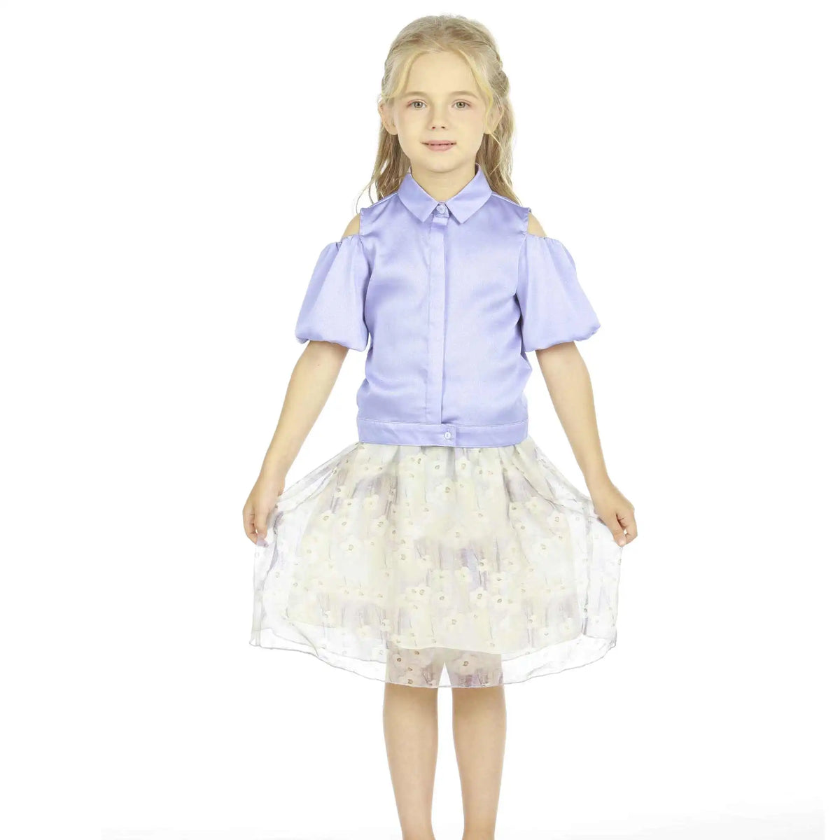 Plain Elegant Shirt For Girls 120 | 5-6Y Purple 120 | 5-6Y,40,70,15, Image