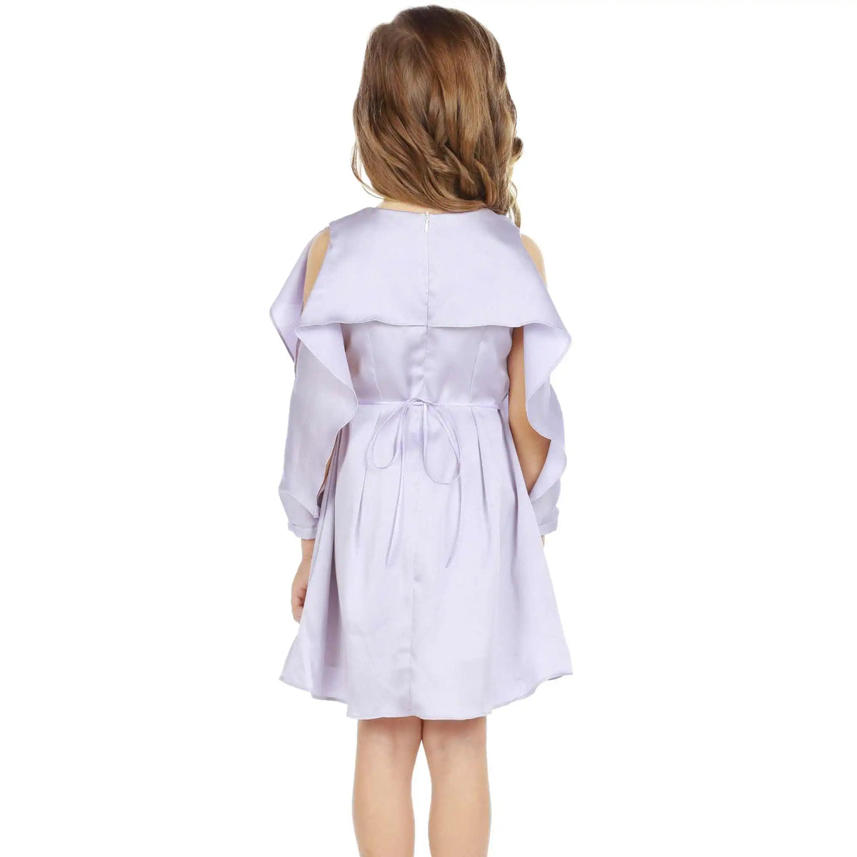 Plain Elegant Dress For Girls 110 | 4-5Y Purple 110 | 4-5Y,63,60,36.5, Image