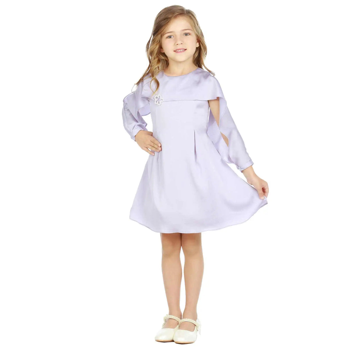 Plain Elegant Dress For Girls 120 | 5-6Y Purple 120 | 5-6Y,69,64,40, Image