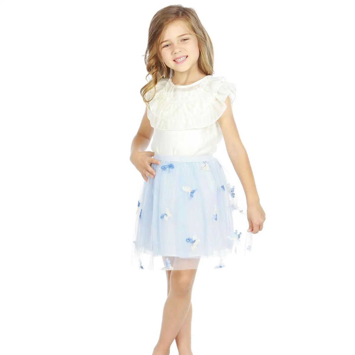 Puffy Elegant Skirt For Girls 120 | 5-6Y Light Blue 120 | 5-6Y,38,48,, Image