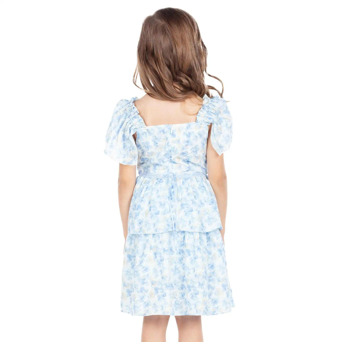 Floral Elegant Dress For Girls 110 | 4-5Y Blue Flower 110 | 4-5Y,59,60,16,56 Image