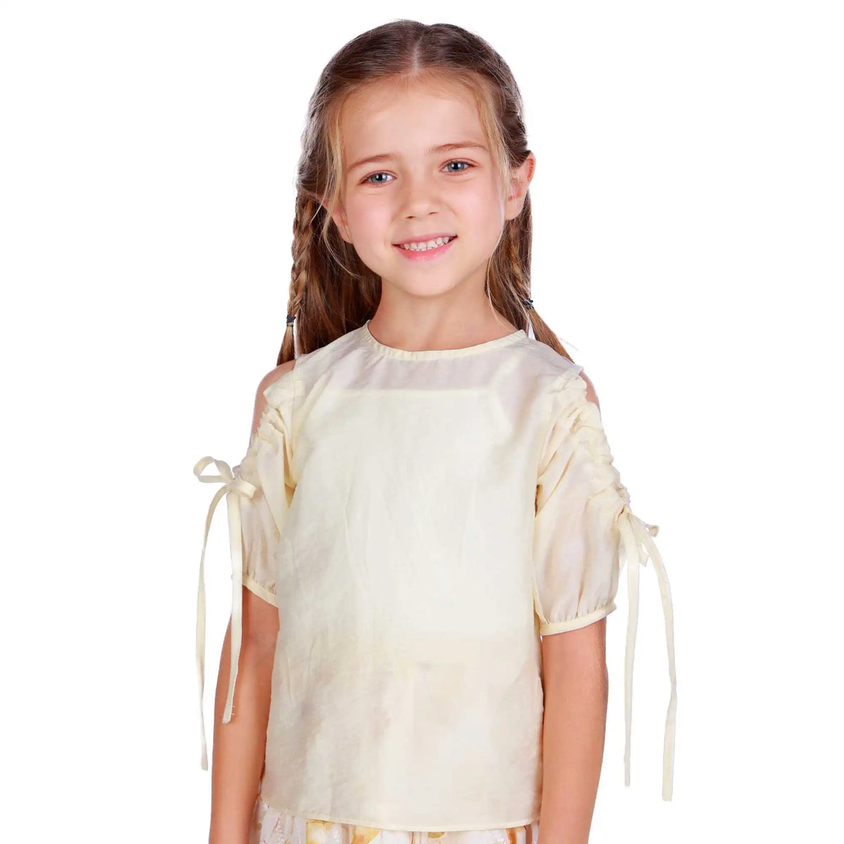 Plain Elegant Blouse For Girls 100 | 3Y Light Beige 100 | 3Y,38.5,58,24, Image