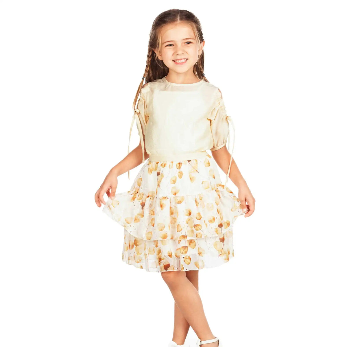 Plain Elegant Blouse For Girls 120 | 5-6Y Light Beige 120 | 5-6Y,45.5,66,26, Image