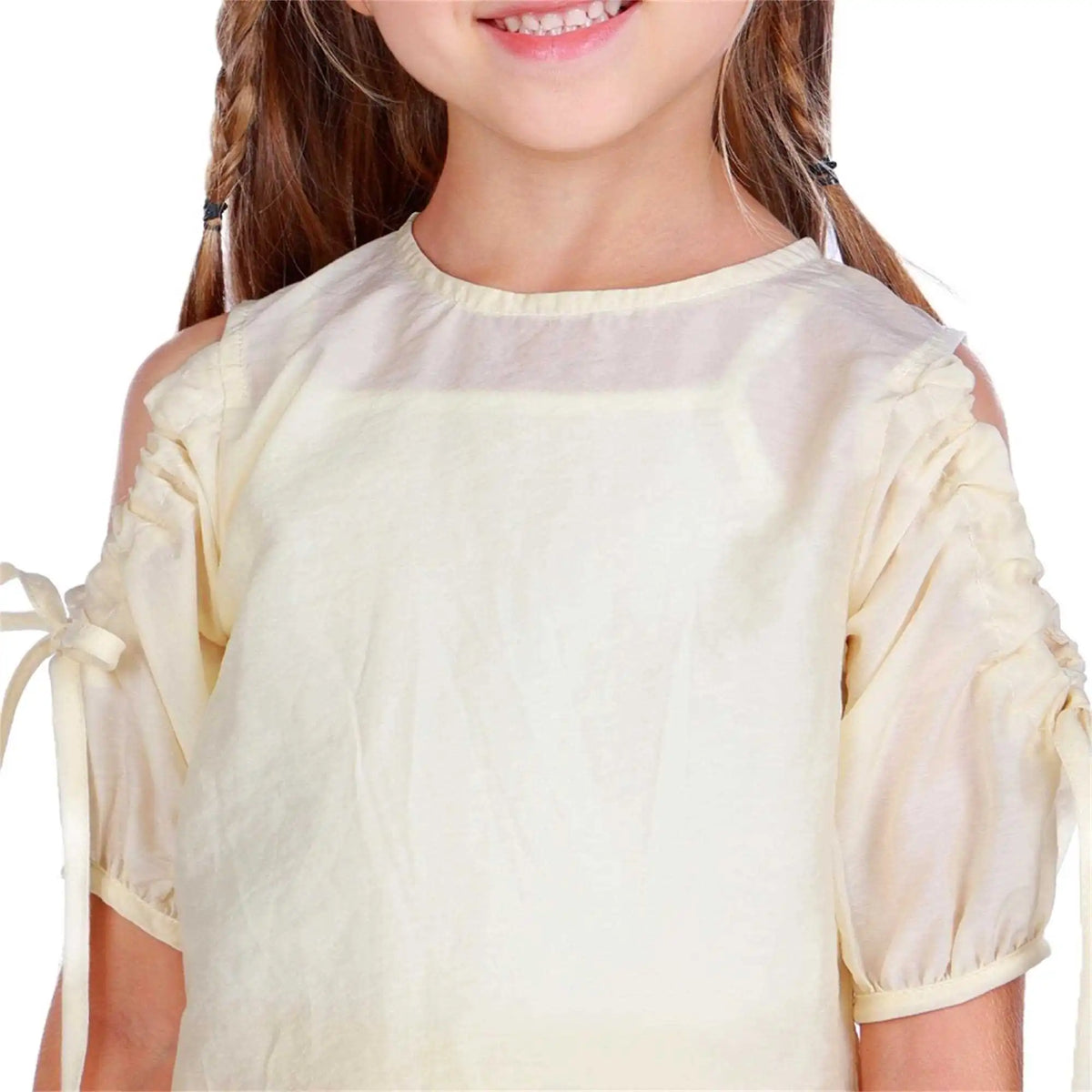 Plain Elegant Blouse For Girls 140 | 8-9Y Light Beige 140 | 8-9Y,52.5,74,28, Image