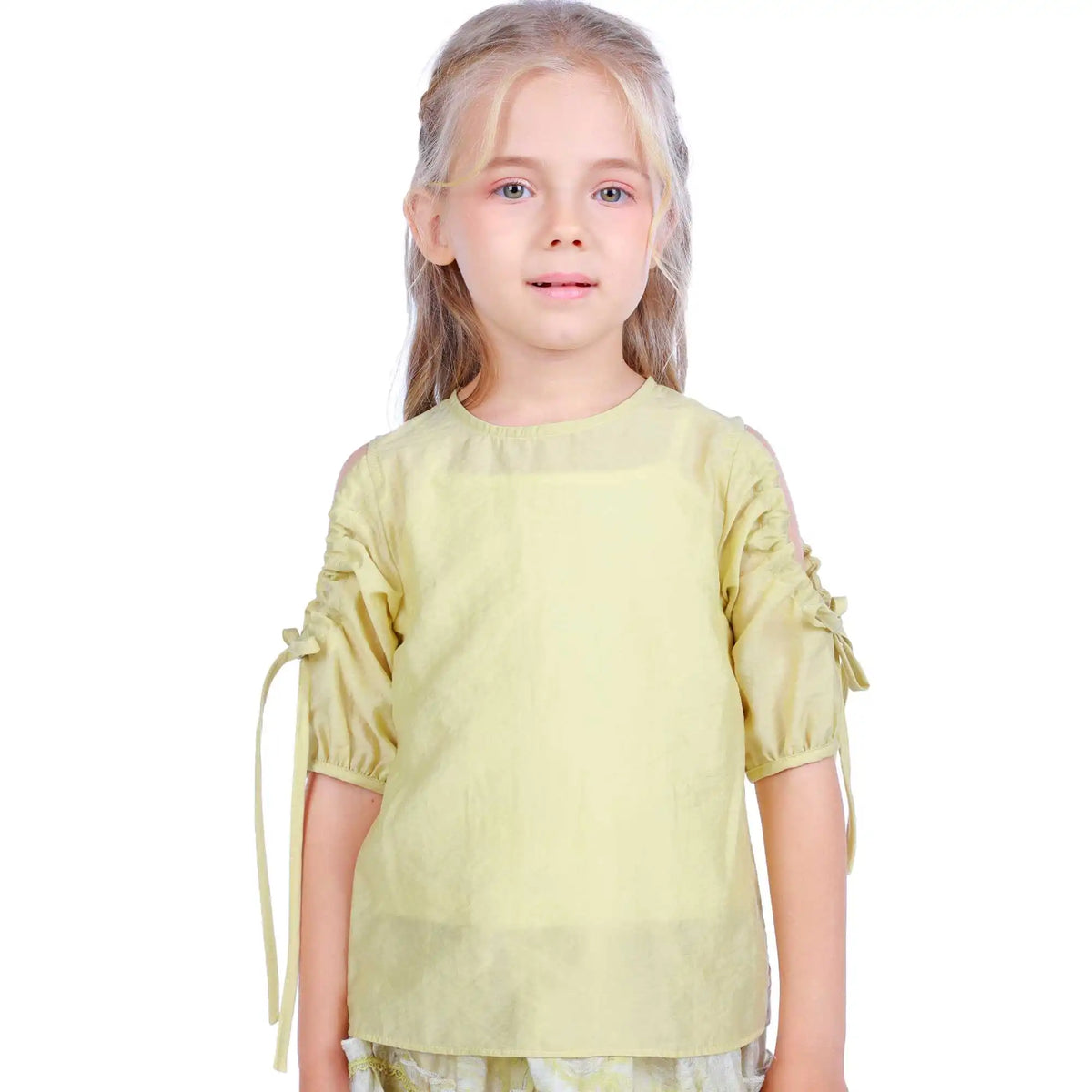 Plain Elegant Blouse For Girls 100 | 3Y Light Yellow 100 | 3Y,38.5,58,24, Image