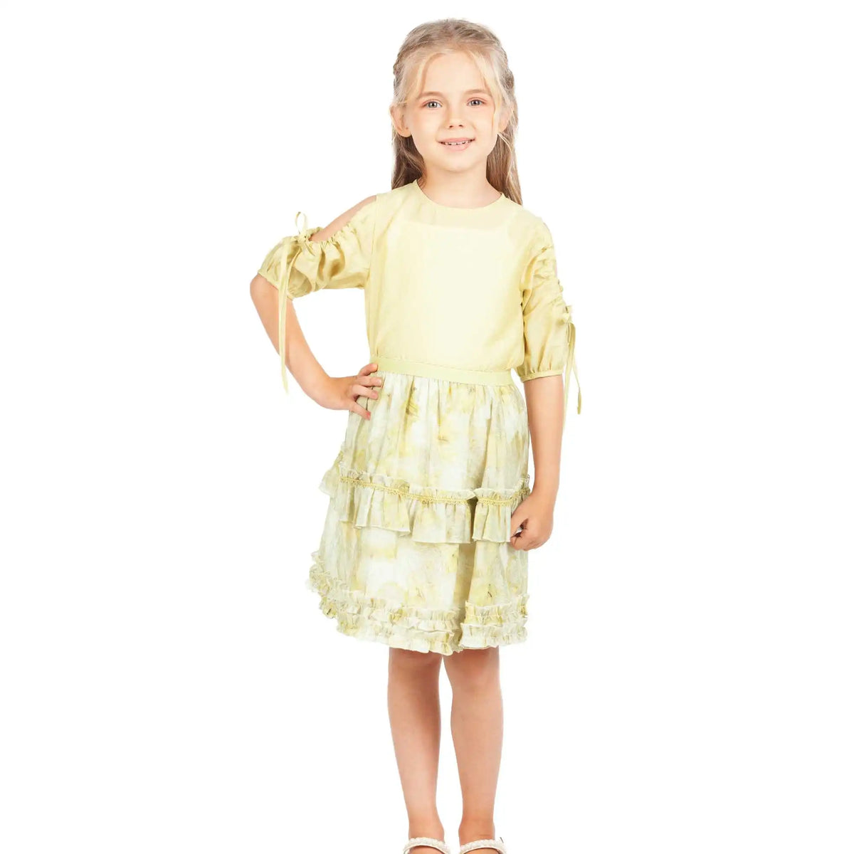 Plain Elegant Blouse For Girls 120 | 5-6Y Light Yellow 120 | 5-6Y,45.5,66,26, Image