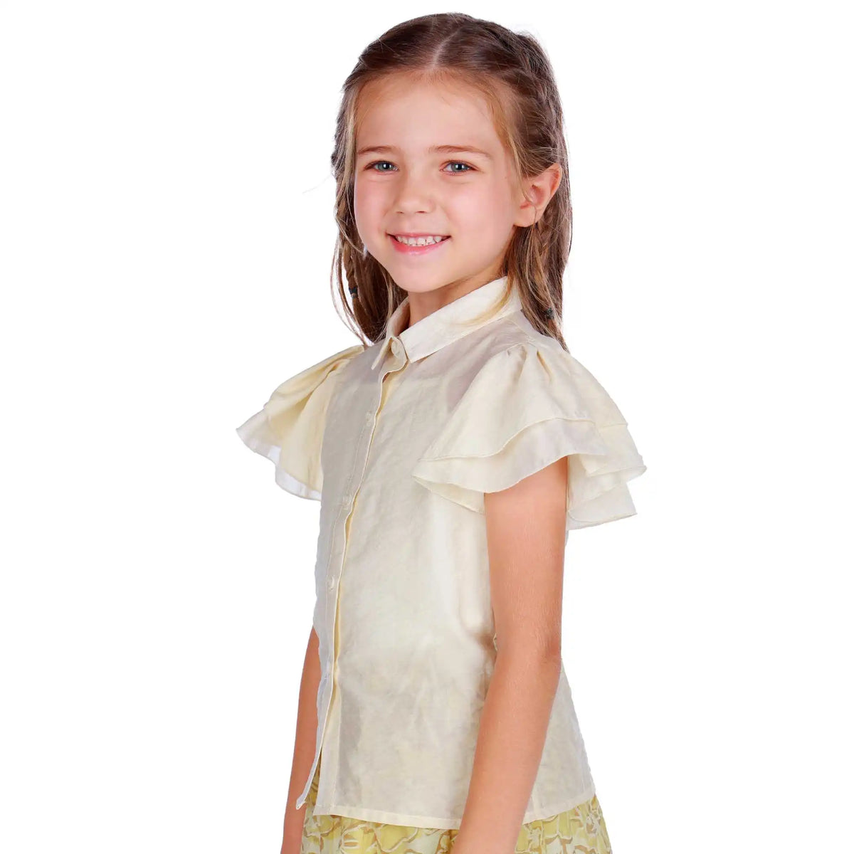 Plain Elegant Shirt For Girls 130 | 7-8Y Light Beige 130 | 7-8Y,49,70,13.5, Image