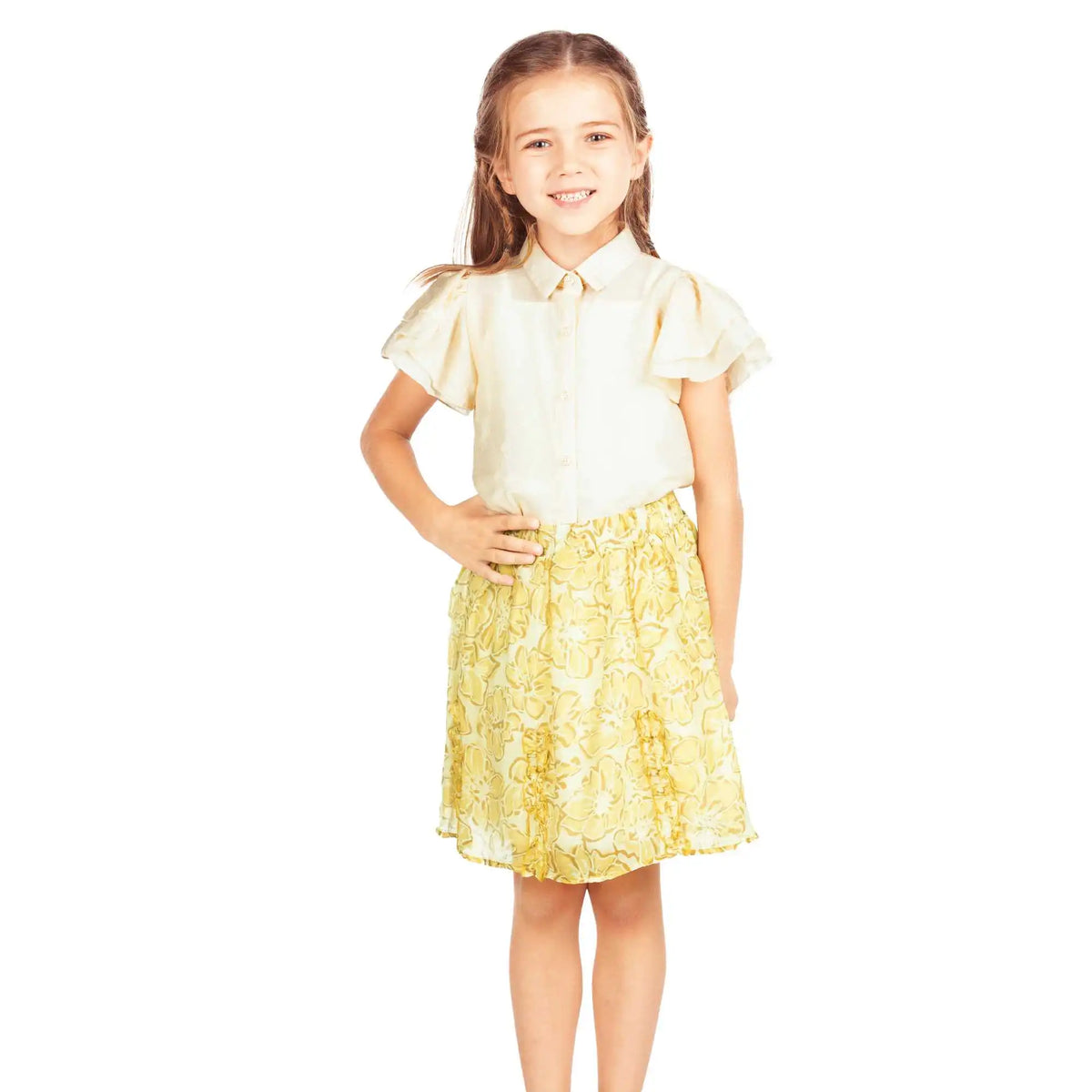 Kalush Elegant Skirt For Girls 120 | 5-6Y Yellow Flower 120 | 5-6Y,38,48,,74 Image