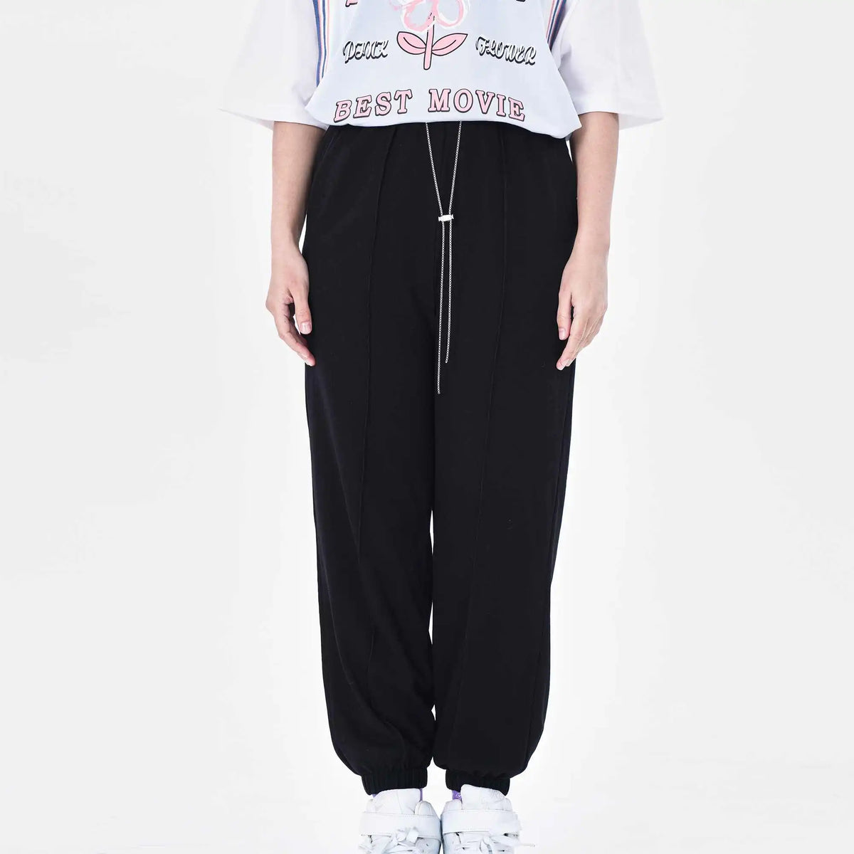 ankle tied casual pants for women image