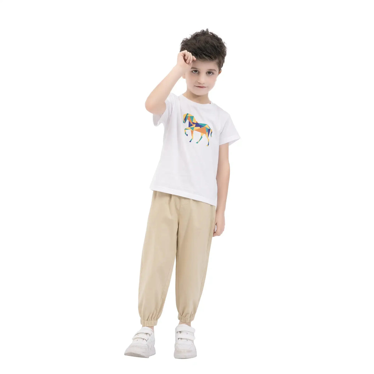 Ankle-tied Casual Pants For Boys 130 | 7-8Y Beige 130 | 7-8Y,75,52,52.4,88 Image