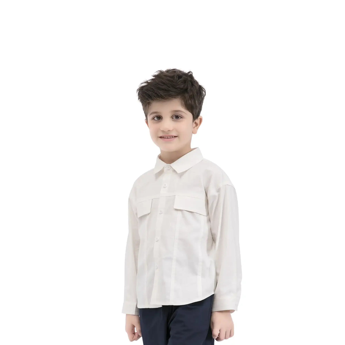 Plain Casual Shirt For Boys 130 | 7-8Y White 130 | 7-8Y,53,86,40, Image