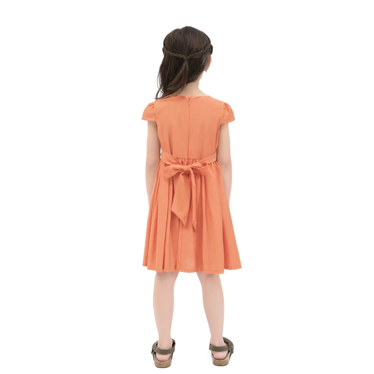 Plain Casual Dress For Girls 120 | 5-6Y Watermelon Red 120 | 5-6Y,69,70,8.5,68 Image