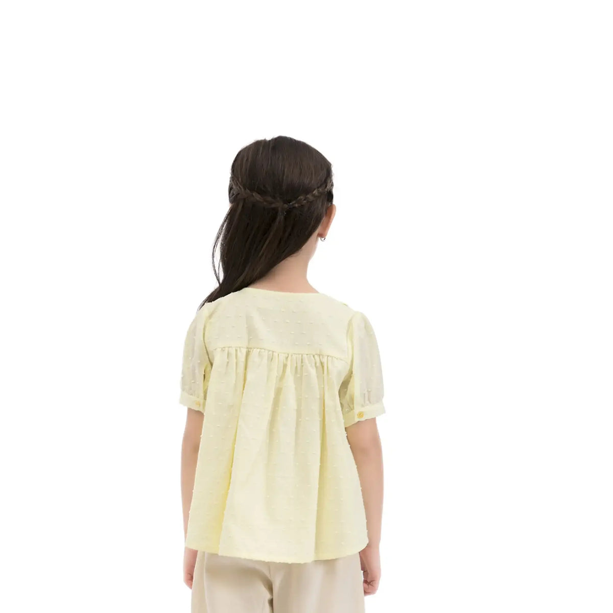 Jacquard Casual Shirt For Girls 110 | 4-5Y Light Yellow 110 | 4-5Y,43.5,68,17, Image