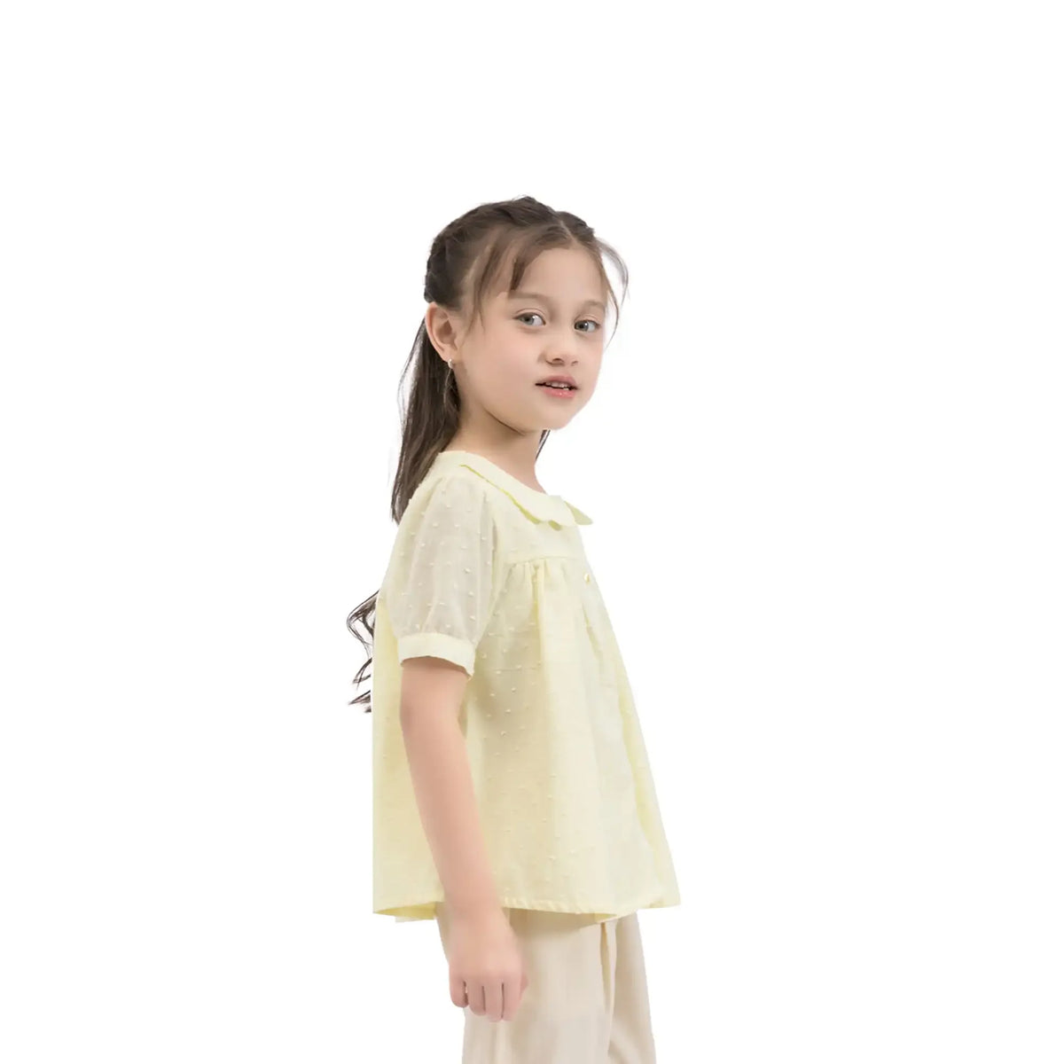 Jacquard Casual Shirt For Girls 130 | 7-8Y Light Yellow 130 | 7-8Y,49.9,76,19.4, Image