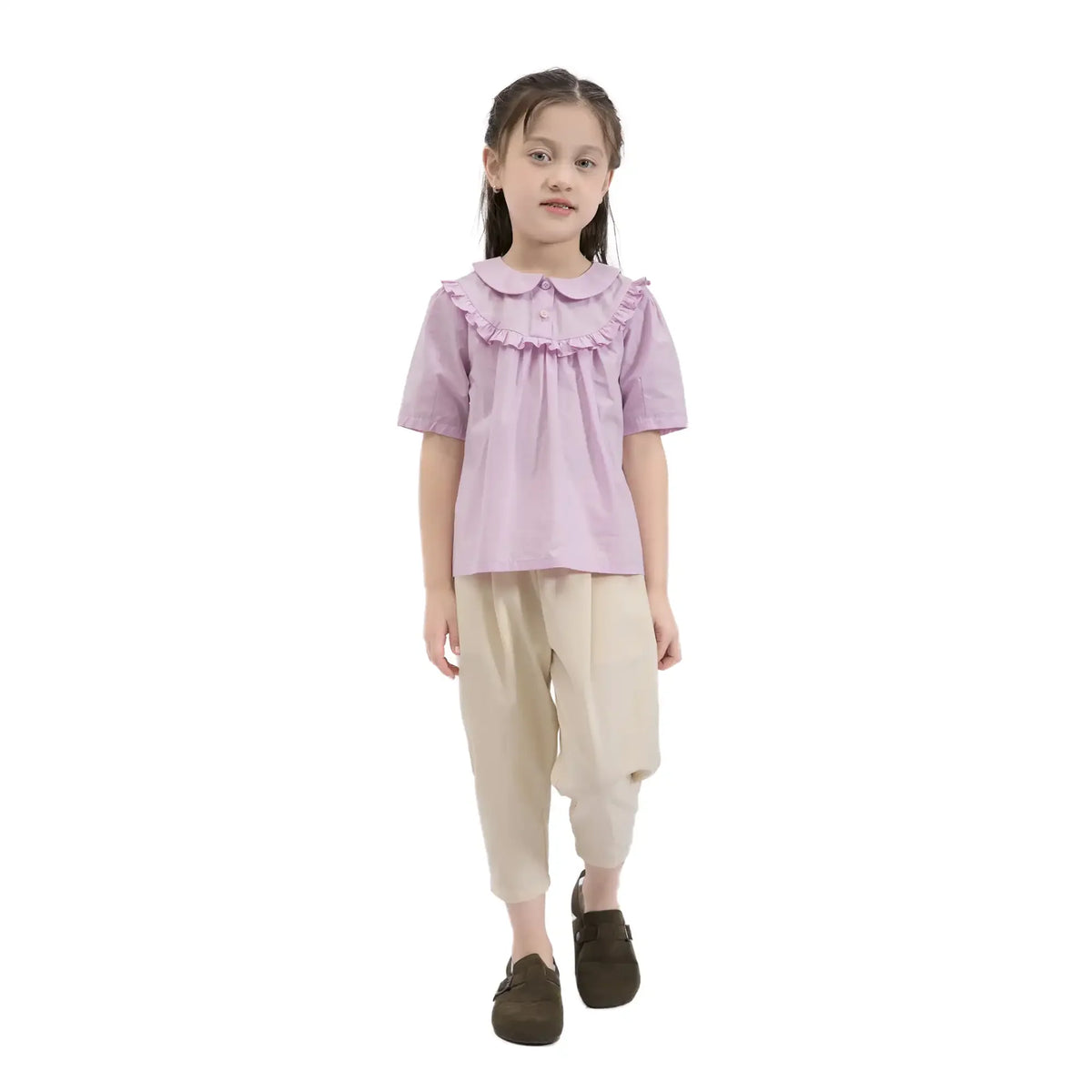 Plain Casual Blouse For Girls 120 | 5-6Y Pink Purple 120 | 5-6Y,46,72,21, Image