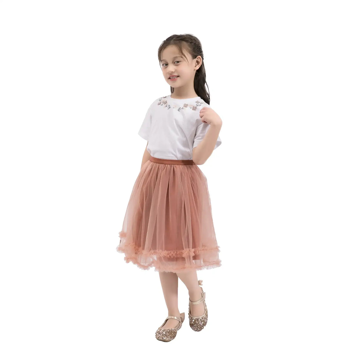 Puffy Casual Skirt For Girls 120 | 5-6Y Caramel 120 | 5-6Y,43.5,50,, Image