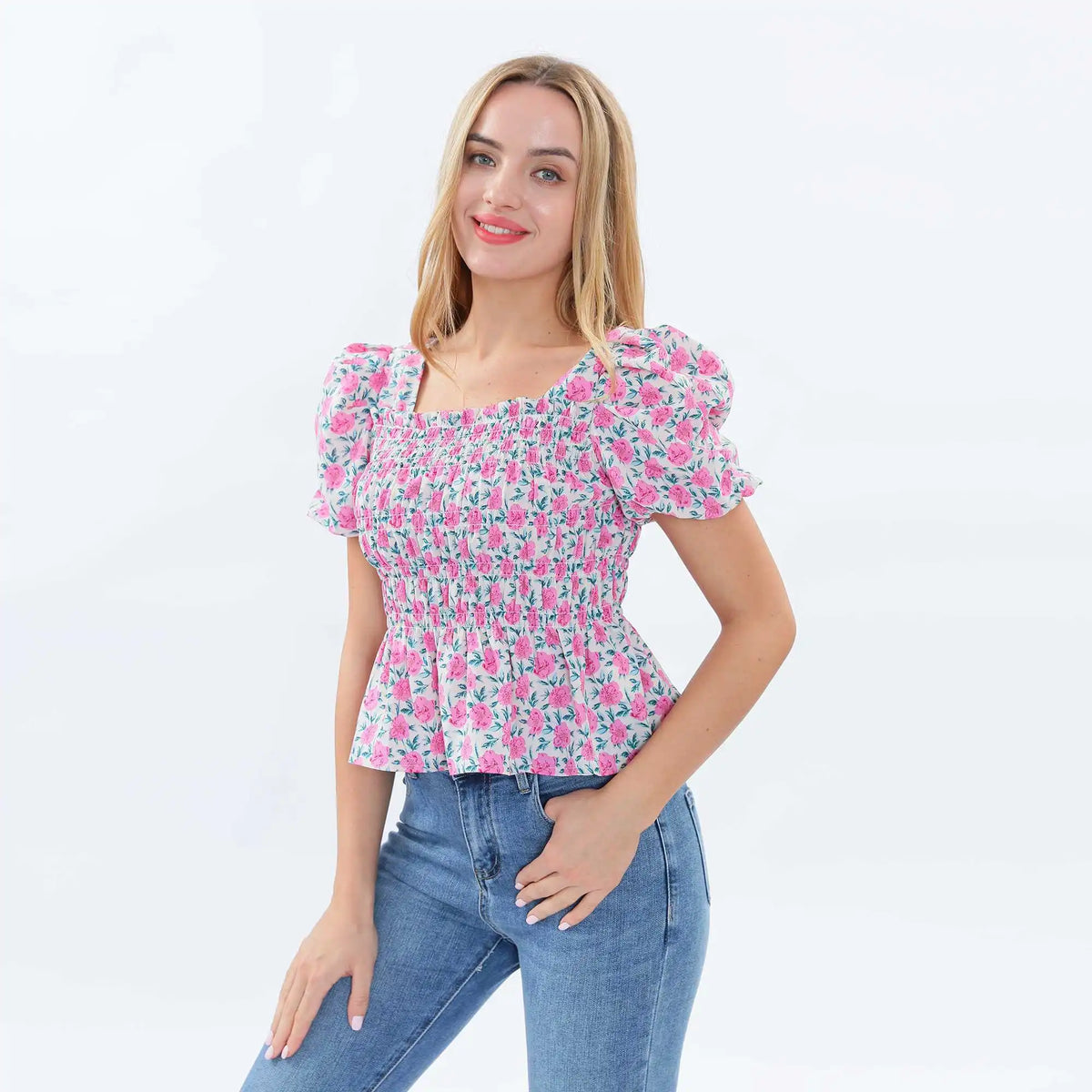 Floral Fashion Blouse For Women XL Rose Flower XL,44,72,29.5,72 Image