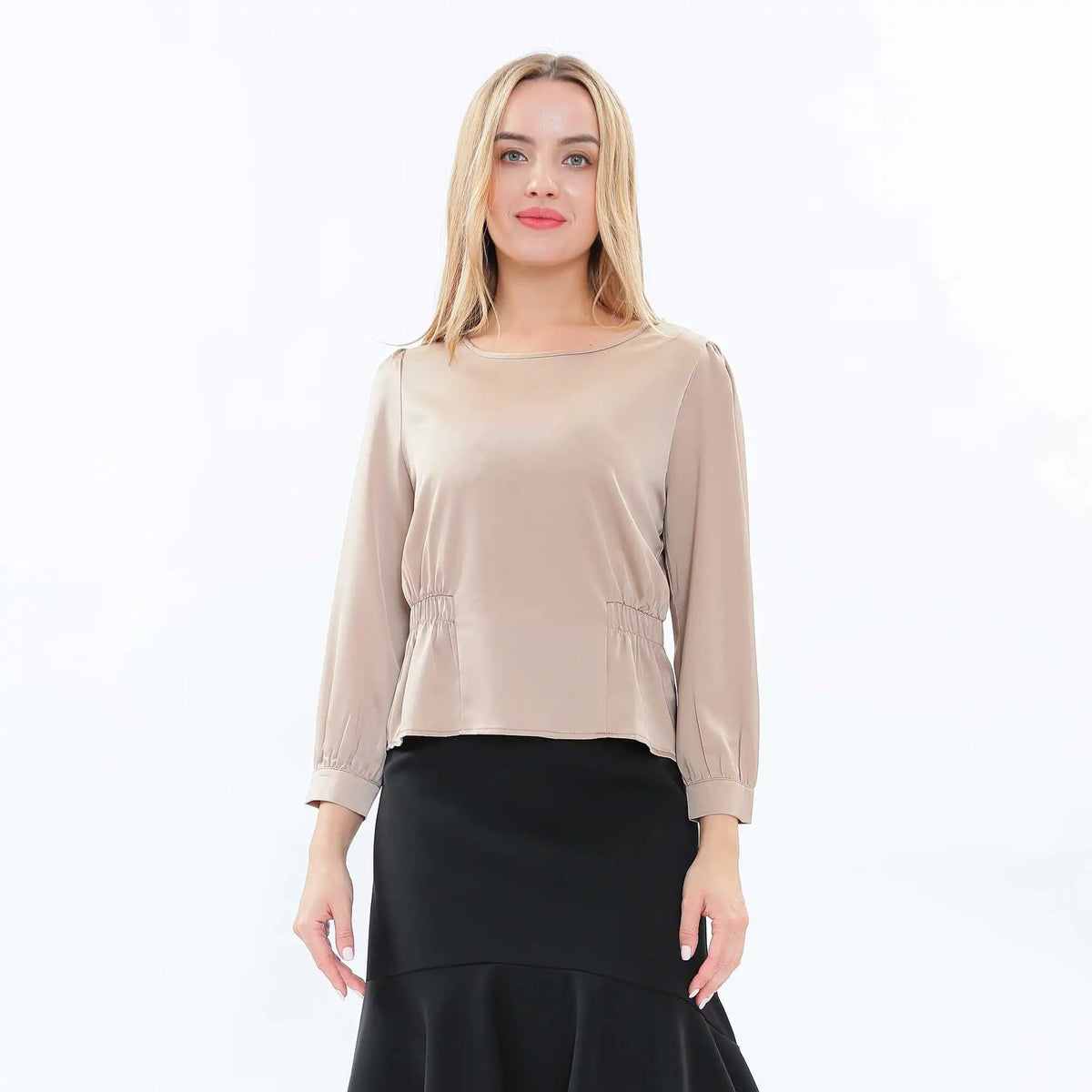 Plain Fashion Blouse For Women S Khaki S,53,94,57, Image