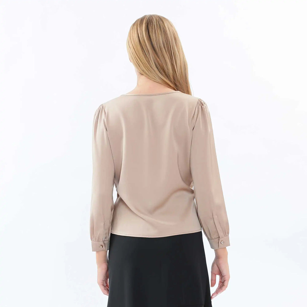 Plain Fashion Blouse For Women M Khaki M,53,98,57, Image