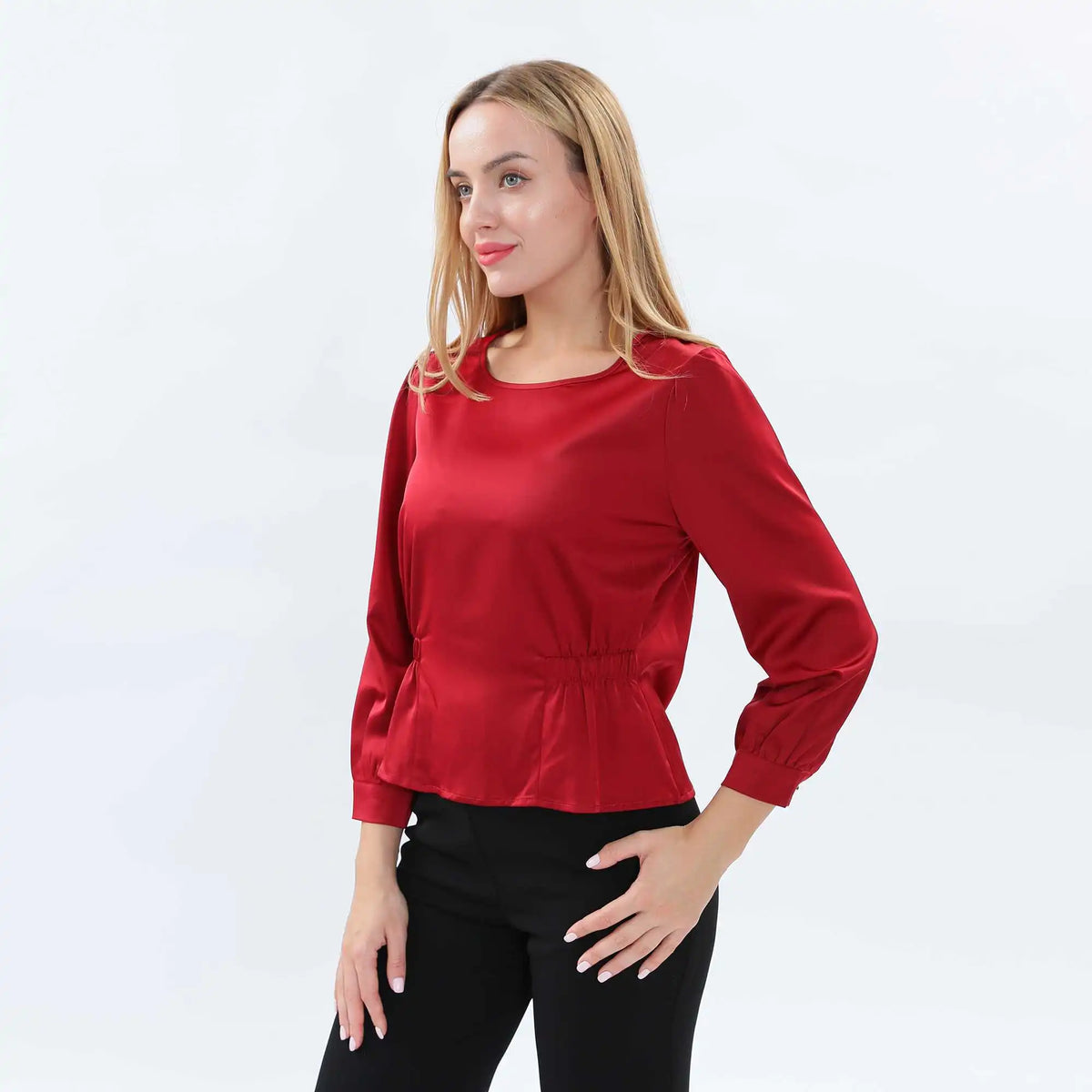 Plain Fashion Blouse For Women XL Maroon XL,54,106,57.5, Image