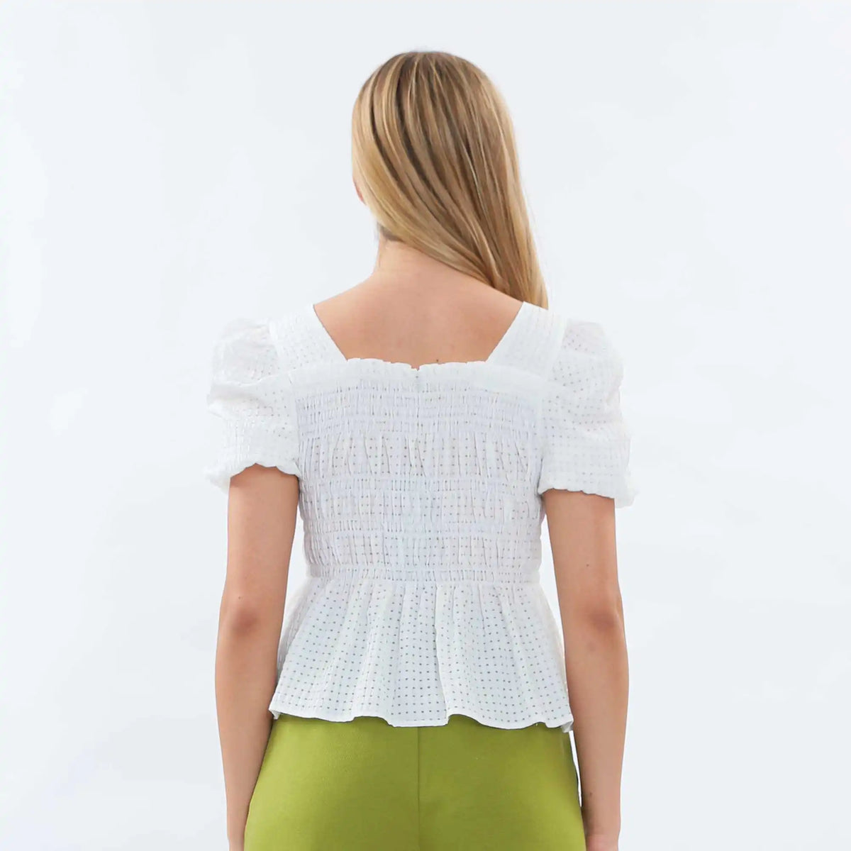 Checked Fashion Blouse For Women M White M,42,64,28.5, Image