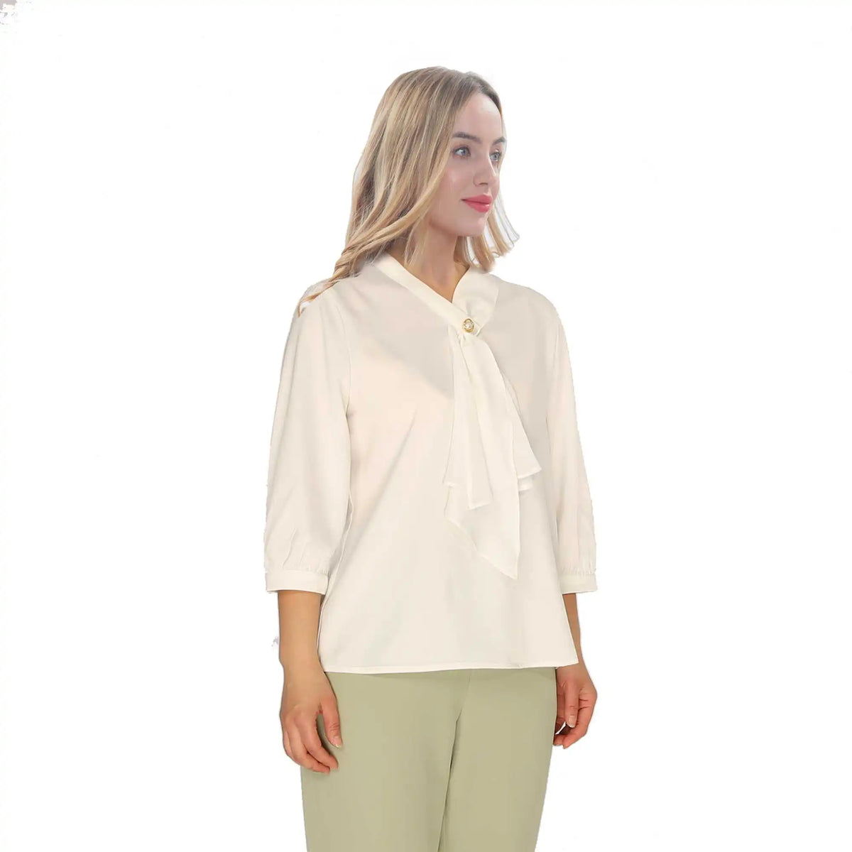 Plain Fashion Blouse For Women XL White XL,61.5,108,43, Image