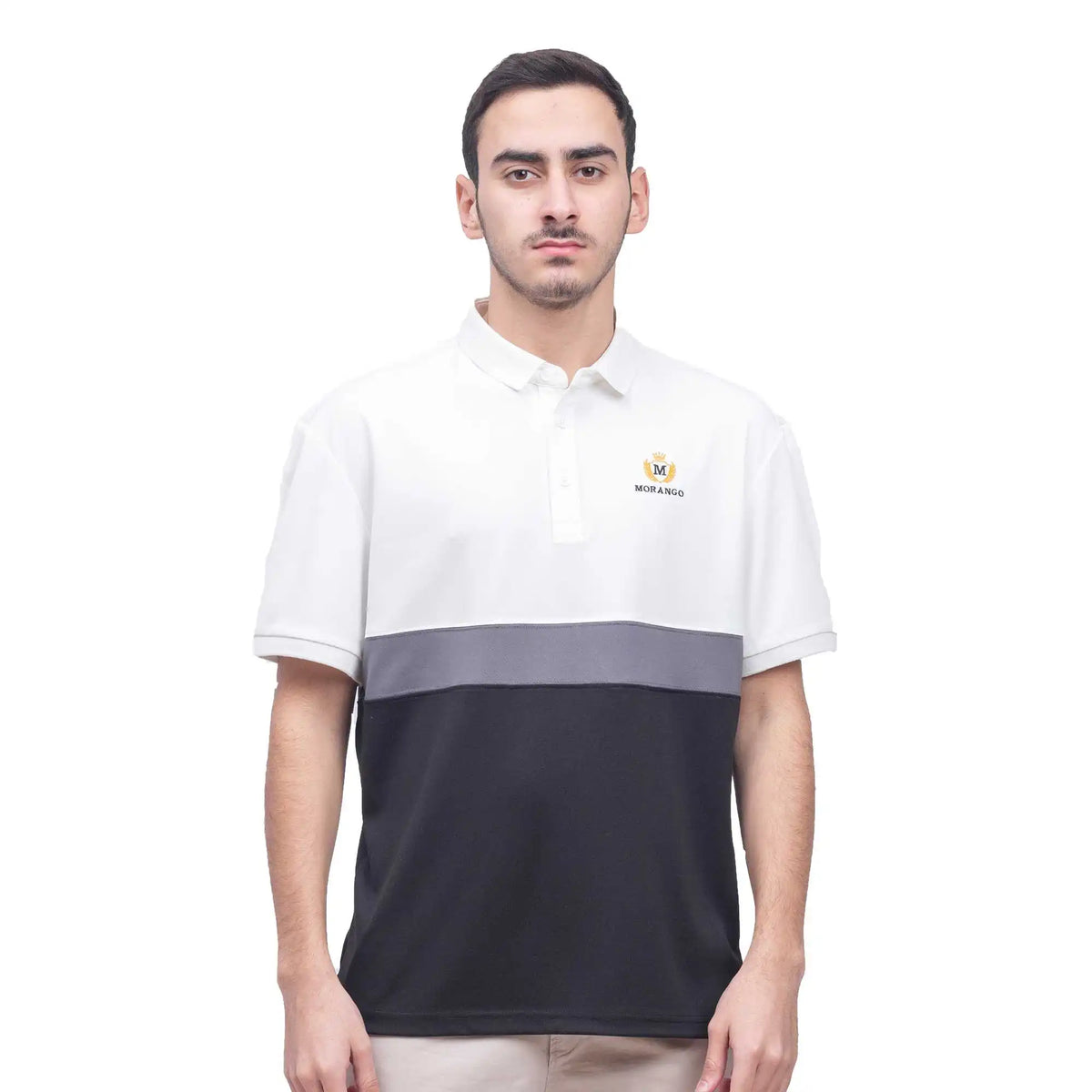 Color-Blocked Casual Polo Shirt For Men S Black S,68,100,21, Image