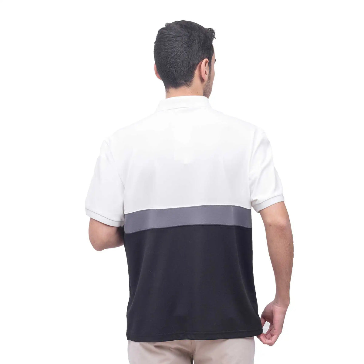 Color-Blocked Casual Polo Shirt For Men M Black M,70,104,22, Image