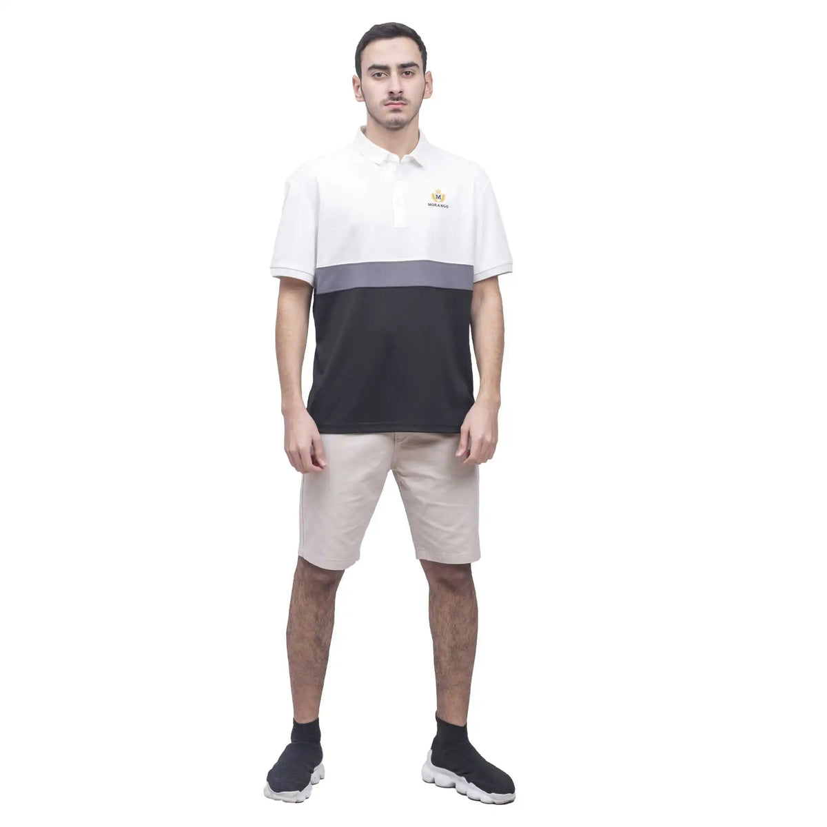 Color-Blocked Casual Polo Shirt For Men L Black L,72,108,23, Image