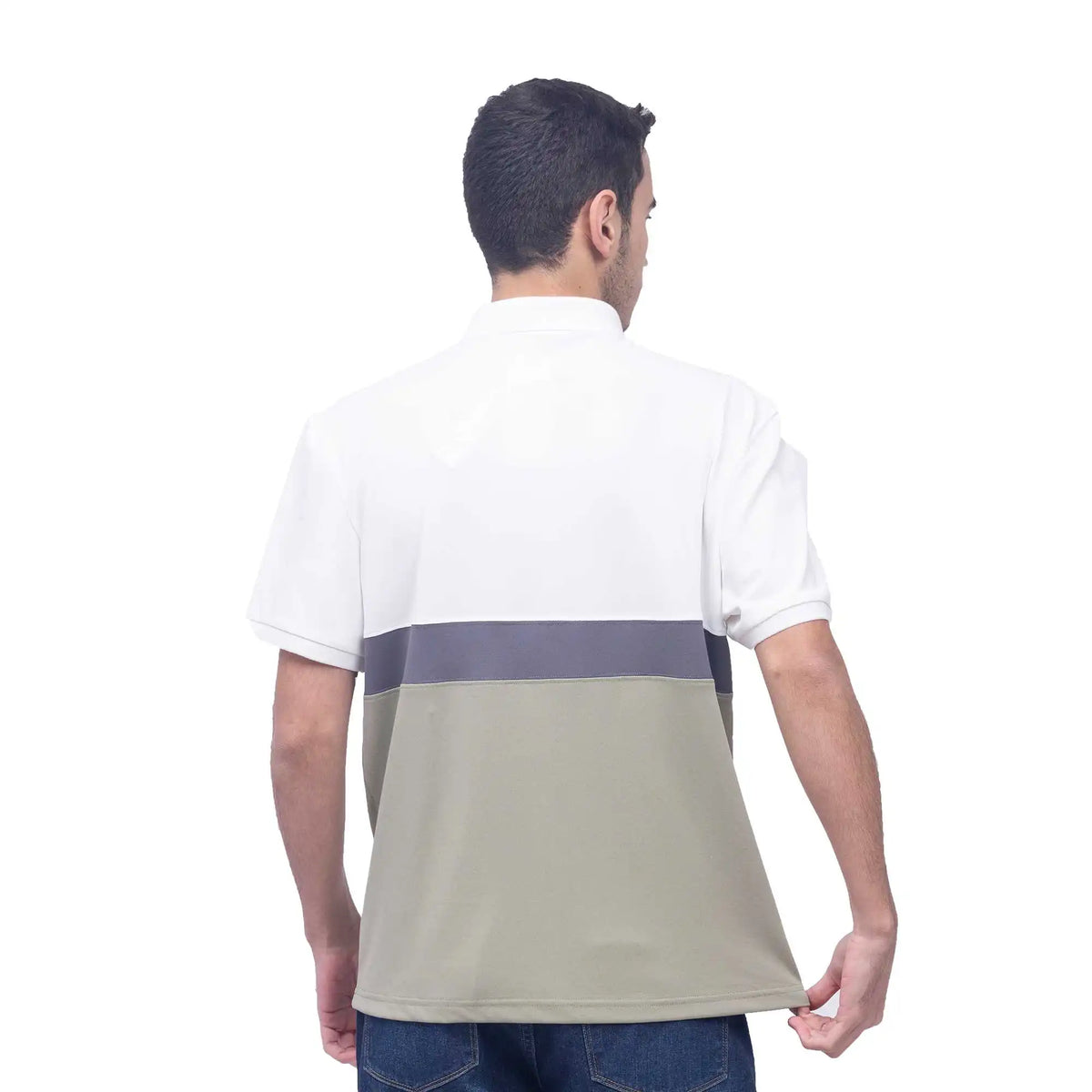 Color-Blocked Casual Polo Shirt For Men M Green M,70,104,22, Image