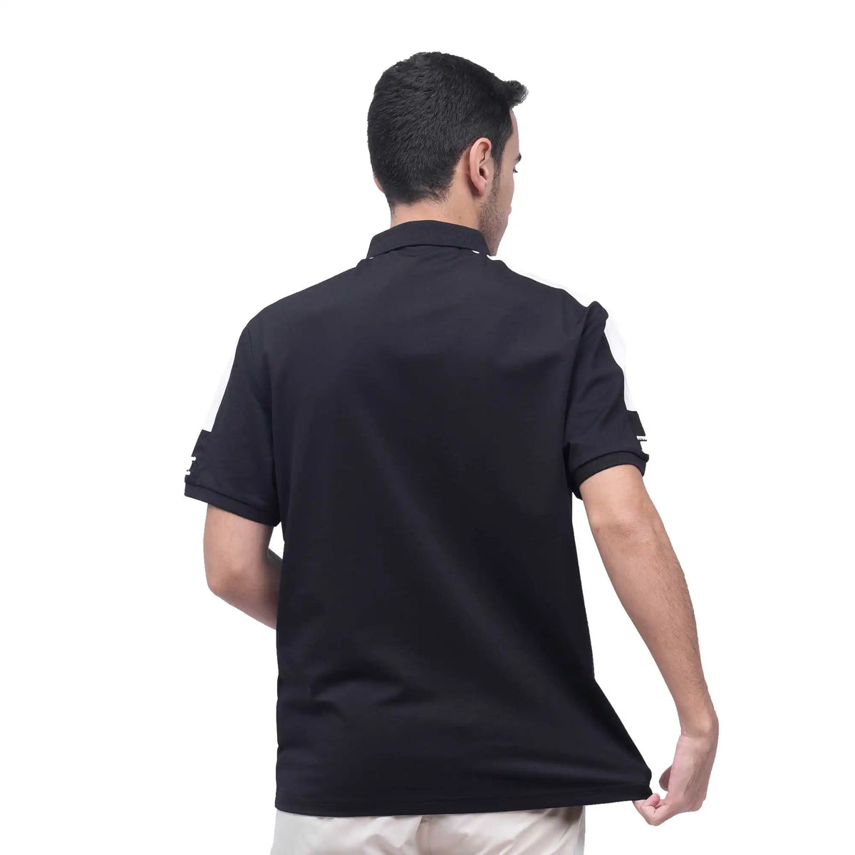 Color-Blocked Casual Polo Shirt For Men S Black S,68,100,21, Image