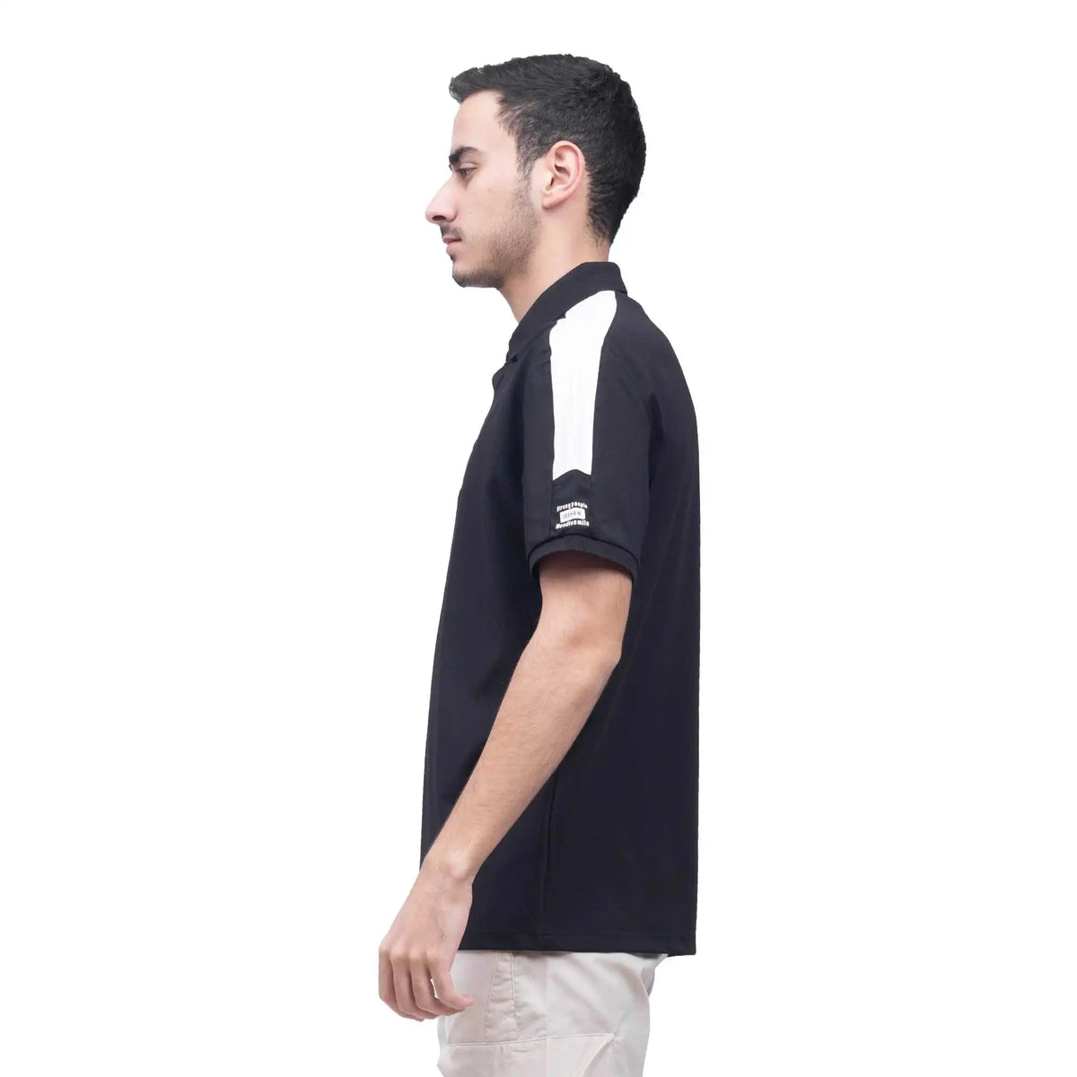 Color-Blocked Casual Polo Shirt For Men L Black L,72,108,23, Image