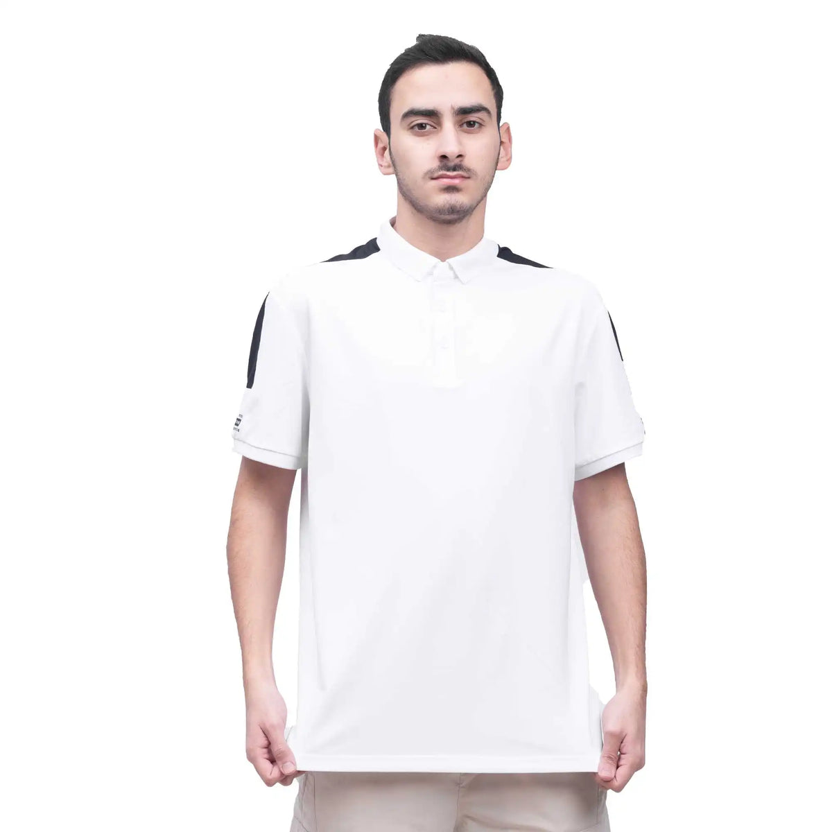 Color-Blocked Casual Polo Shirt For Men S White S,68,100,21, Image